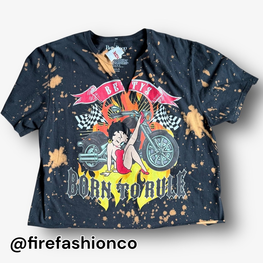 Betty Boop NEW Black Moto Graphic Tee Large